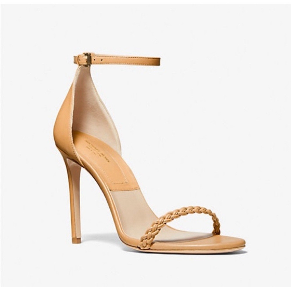 Michael Kors Collection Joslyn Braided Leather Sandals Pumps Wheat 650$‎ Sz-10